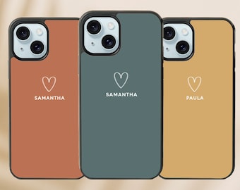 Cute Minimalist custom name and heart phone case/ Cute heart case / personalized name case for iPhone 8 SE 2022 X XR 11 12 13 14 15pro Max