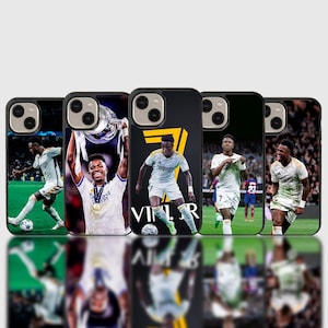 Étui pour téléphone inspiré de Vini Jr. football, étui pour iPhone Football Madrid, cadeau pour lui, cadeau pour fan de football, étui pour iPhone 15 14 13 12 11 X XR