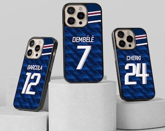 Personalized France football phone case with name and number,Les Bleus Fan Gift, World Cup 2026 case for iPhone 17 16 15 14 13 12 11 SE XR X