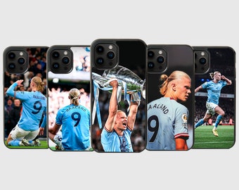 Erling Haaland Manchester City football phone case for iPhone 7 8 SE SE 2022 XR X 11pro 12ProMax 13 14Pro 15 and Samsung A14 A34 A54 S21 S23