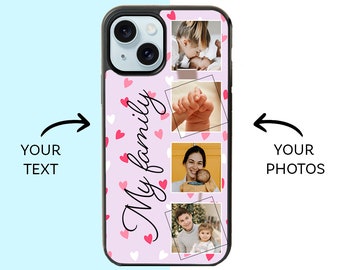 Photo collage phone case with heart background for iPhone 15 14 13 12 11 X XR SE 2022 8 Samsung A12 A13 A14 A15 A22 A23 A24 A52 A53 A54 A55