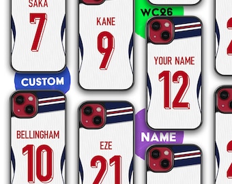 Personalized England National football phone case, Three lions custom football phone case for iPhone 17 16 15 14 13 12 11 Samsung S26 A57