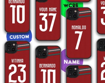Custom Portugal and Cristiano Ronaldo Phone case personalized with your name and number, World Cup 2026 Edition cover for iPhone and Samsung