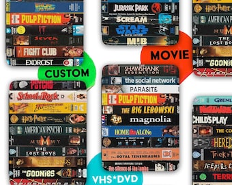 Retro Personalized Movie VHS*DVD Kindle Case for Paperwhite and Colorsoft 12th. gen with Handstrap and Magnetic closure / Movie Lover gift