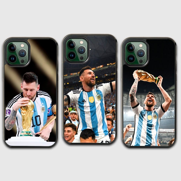 Messi ganando el mundial para Argentina - funda de teléfono para iPhone 11/12/13/14/SE2022/ y Samsung A14/A34/A54/A13/A33/A53/A12/A22/A32/A52/S23