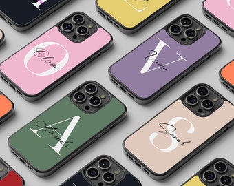 Custom name phone case / Colorful personalized name case for iPhone 7 8 SE 2022 X XR 11 12 13 14 15 Samsung S24 S23 S22 S21 S20 A55 A54 A53