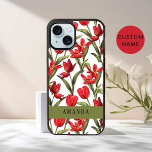 Custom floral name phone case / Personalized name case / Custom floral phone case for iPhone 15 14 13 12 11 X XR SE 2022 Samsung S24 S23 S22