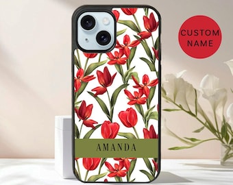 Custom floral name phone case / Personalized name case / Custom floral phone case for iPhone 15 14 13 12 11 X XR SE 2022 Samsung S24 S23 S22