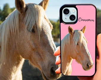 Coque de portable cheval personnalisée / cadeaux cheval personnalisés / cadeaux pour amoureux des chevaux / cadeaux maman cheval Coque portrait cheval pour iPhone 15 14 13 12 11 SamsungS24