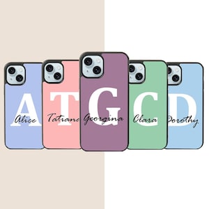 Minimalistische pastelkleuren monogram telefoonhoesje / aangepast monogram hoesje / gepersonaliseerd naamhoesje voor Samsung A12 A13 A14 A15 A22 A23 A53 A54 A55