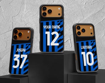 Personalized Inter Milano phone case with you name and number for iPhone and Samsung / Custom gift for football fan