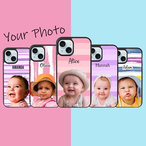 Jolie coque d'iPhone personnalisée pour bébé/ Coque de téléphone personnalisée avec photo portrait/ Coque photo personnalisée/ Cadeau pour la fête des mères/ Cadeau d'anniversaire personnalisé