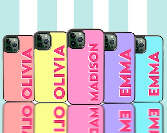 Cute colorful custom name phone case, Custom gift for her, Personalized name phone case for iPhone 15 14 13 12 11 X XR 7 8 SE Samsung Galaxy
