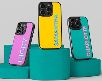 Custom name phone case / Colorful monogram iPhone case / Personalized name cover for iPhone 15 14 13 12 11 X SE SAMSUNG S24 S23 S22 S21 S20