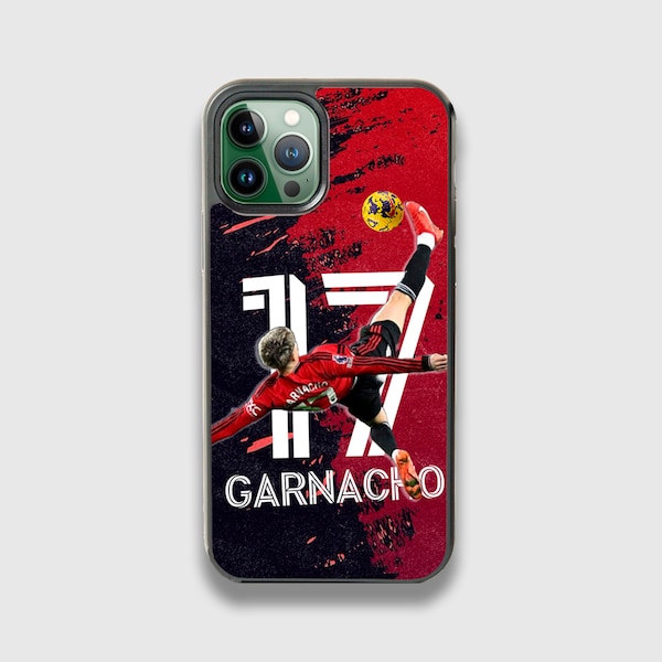 Coque de portable Garnacho Football, Manchester United, Diables rouges pour iPhone 7 8 SE 2020 X XR 11 12 13 14 15 Samsung A13 A14 A33 A54 S22 S23