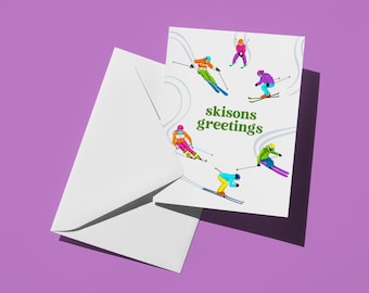 Tarjeta navideña de Skisons Greetings