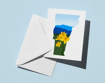 Tarjeta de narcisos de Vermont: saludo de primavera hecho a mano
