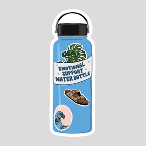Emotional Support Water Bottle Sticker: Funny Vinyl Decal