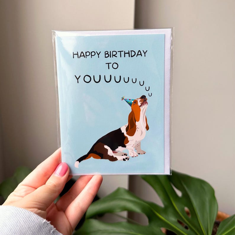 Dog Birthday Card | Happy Birthday to Youuuuu | Basset Hound immagine 3