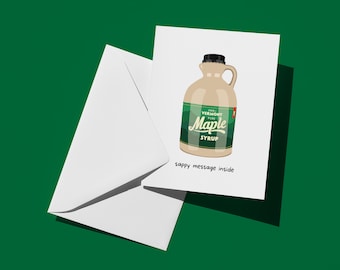 Tarjeta de felicitación con mensaje sentimental / Jarabe de arce de Vermont