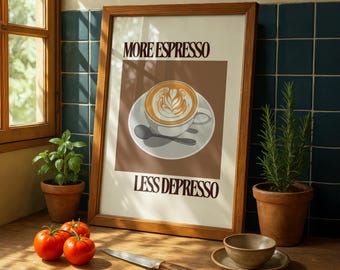 Impresión artística digital "Más espresso, menos depresso"
