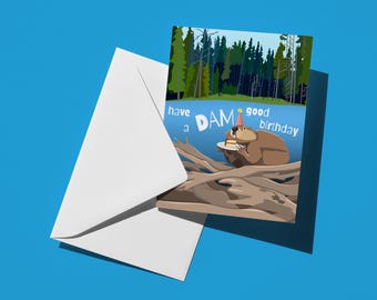 Tarjeta de cumpleaños divertida de un castor: saludo con un juego de palabras muy bueno