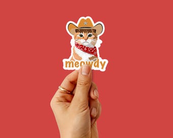 Pegatina del gato Meowdy Cowby