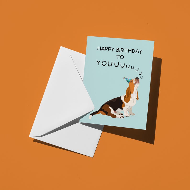 Dog Birthday Card | Happy Birthday to Youuuuu | Basset Hound immagine 1