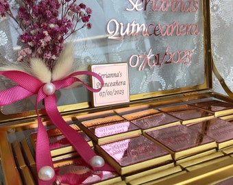 Rose Gold Personalized Chocolate Favors: Quinceañera, Sweet 16, Wedding