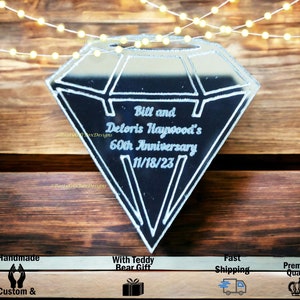 Médaillon personnalisé en diamant, noms personnalisés découpés au laser pour décoration de table, marque-places pour mariage, couverts