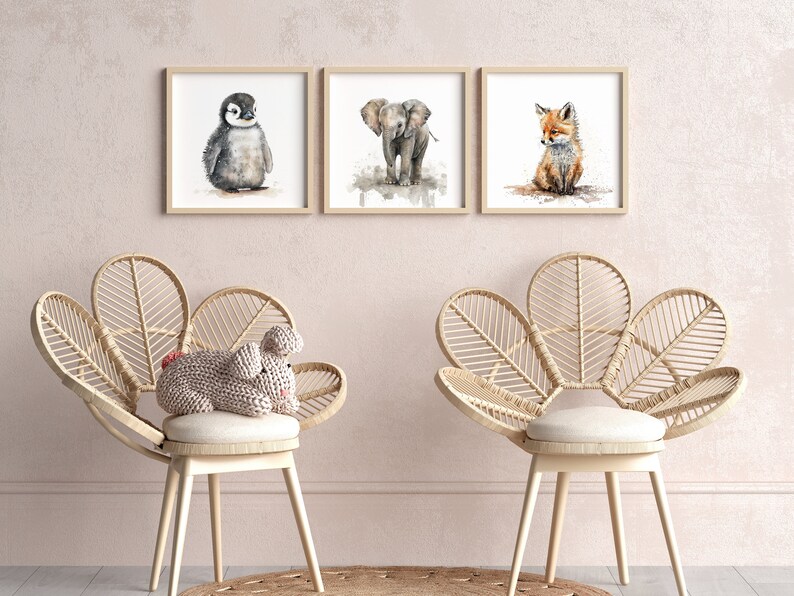 Baby Elephant, Printable Watercolor Painting, Nursery Wall Art Decor