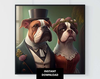 Printable Boxer Dog Art   | Boxer Dog Wedding | Bar Decor | Wall Art | Digital Download