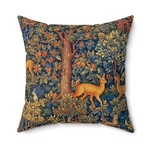 William Morris Wilderness Wonders Forest inspired Throw pillow