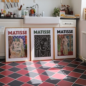 Juego de pared de la galería Henri Matisse de 3, Póster de Henri Matisse, Decoración de apartamento, Arte de pared de Henri Matisse, Juego de impresión artística de Henri Matisse de 3