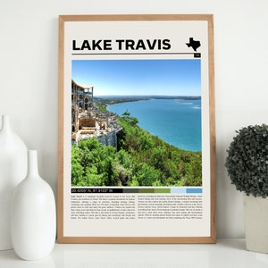 Lake Travis TX Poster, Lake Travis Texas Print, Texas Wall Art, Lake Travis Gift, Austin, Central Texas, Texas Hill Country
