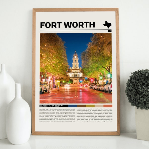 Ft Worth TX Poster, Fort Worth Texas Print, Texas Wall Art, Fort Worth Gift, North Texas, DFW, The Metroplex