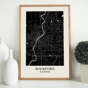 Rockford Illinois Map, Rockford IL Poster, Illinois Print, Rock Cut State Park, Machesney Park, Belvidere, Northern Illinois, Rock River