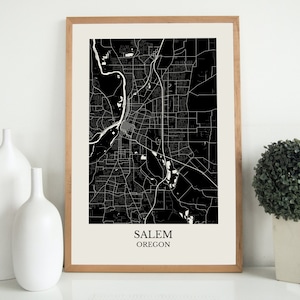 Salem Oregon Map, Salem OR Poster, Oregon Print, Pacific Northwest, Oregon Wall Art, Cascadia, Willamette Valley