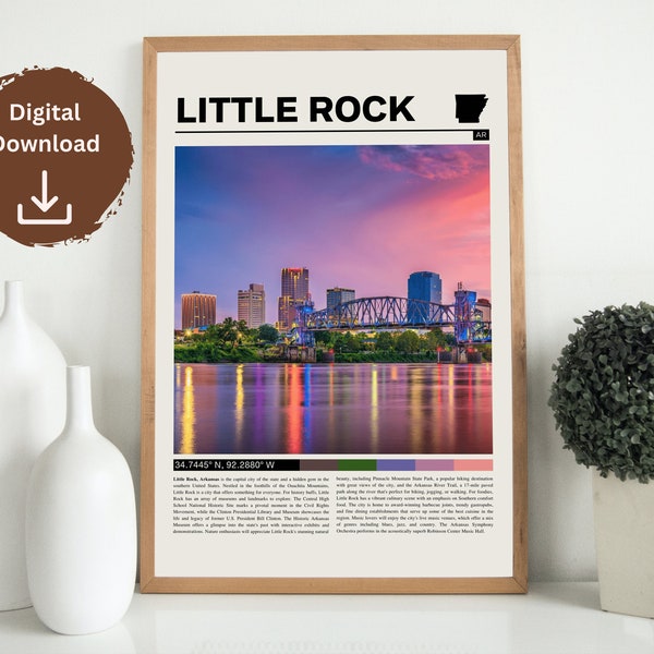 Little Rock Arkansas Poster Digital Download, Little Rock AR Print, Arkansas Gift, Arkansas Wall Art Printable