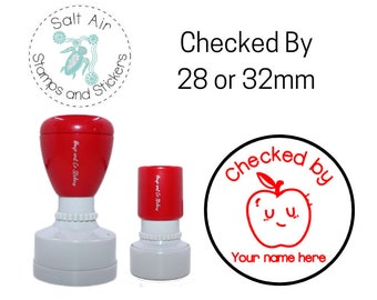 28 or 32mm Personalised Round Stamp - Checked By