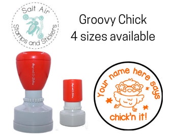 Personalised Round Stamp - Groovy Chick