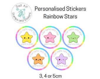 Personalised Merit stickers - Rainbow Stars