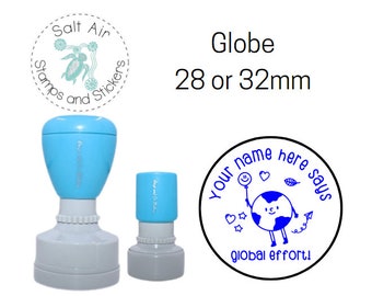 28 or 32mm Personalised Round Stamp - Globe