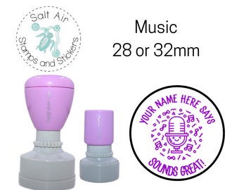 28 or 32mm Personalised Round Stamp - Music