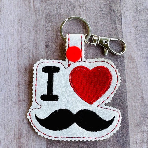 I Love Mustache Keychain - Fun and Stylish Accessory for Mustache Enthusiasts - Unique Gift Idea - Handmade with Love.