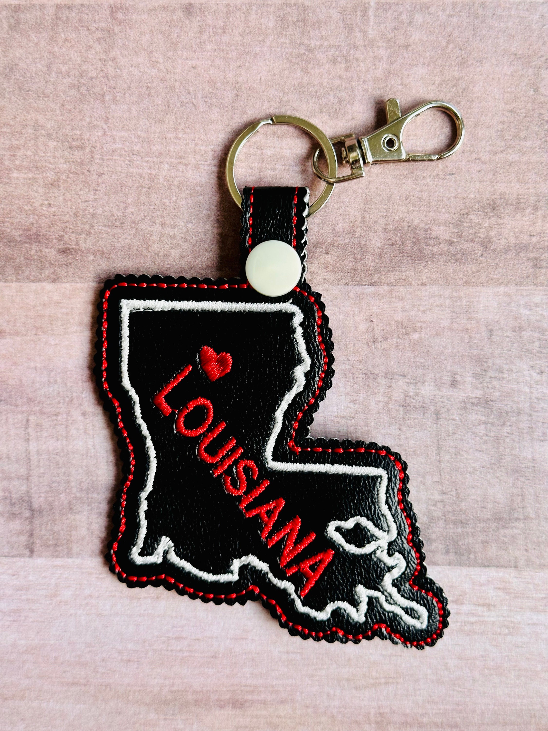 Louisiana State Keychain: Handcrafted Embroidered Souvenir to 