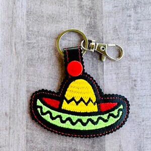 Vibrant Fiesta: Handcrafted Sombrero Keychain for Festive Style - Unique Mexican-Inspired Accessory and Gift.