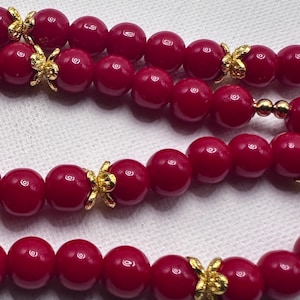 Handmade, Beadded, Eye-catching, genuine Red Coral statement elegant Necklace, 18K gold plated findings, secure clasp Valentine gift for her
