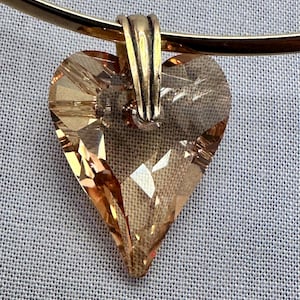 Crystal Heart Pendant Necklace, large pendant, sparkling necklace, boho style jewelry, choker necklace, gift for Valentines Day, love symbol
