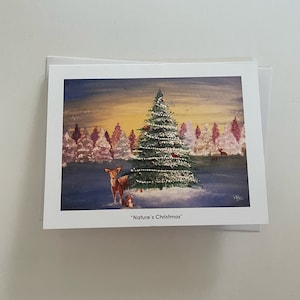 Nature&#39;s Christmas (set of 10) Christmas Card, Holiday Card, Winter Scenery Blank Card, Blank Christmas Note Cards, Painted Greeting Cards